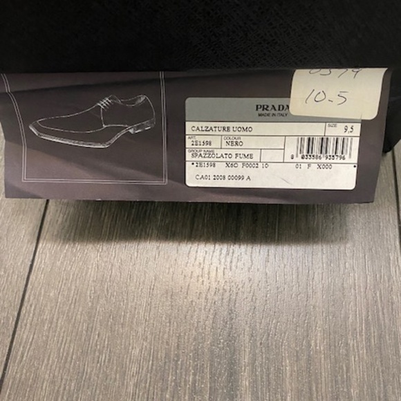 Prada Black Brushed Leather Derby Shoes Size 10.5 NWT - Picture 13 of 13